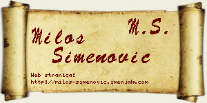 Miloš Simenović vizit kartica